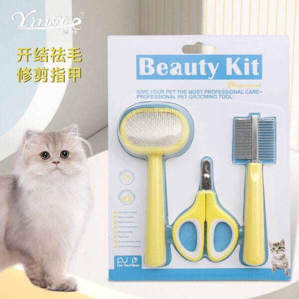 Pet Supplies Cat Brush Set Fur Removal Mini Needle Brush Pet Comb Set for Cats and Dogs